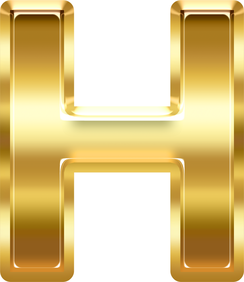 Gold Uppercase Letter H