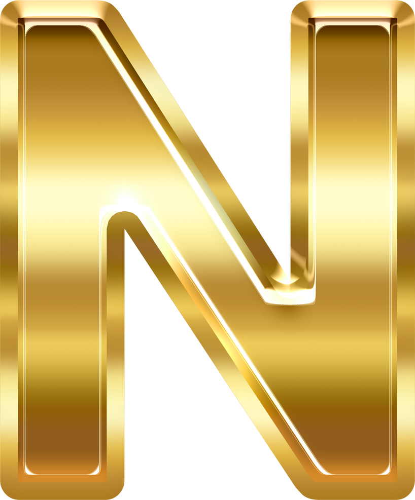 Gold Uppercase Letter N