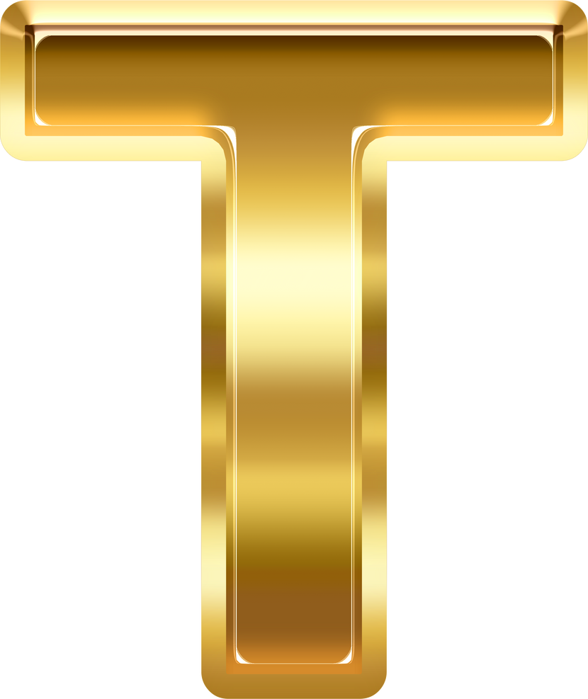 Gold Uppercase Letter T