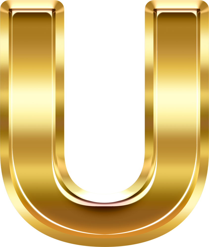 Gold Uppercase Letter U